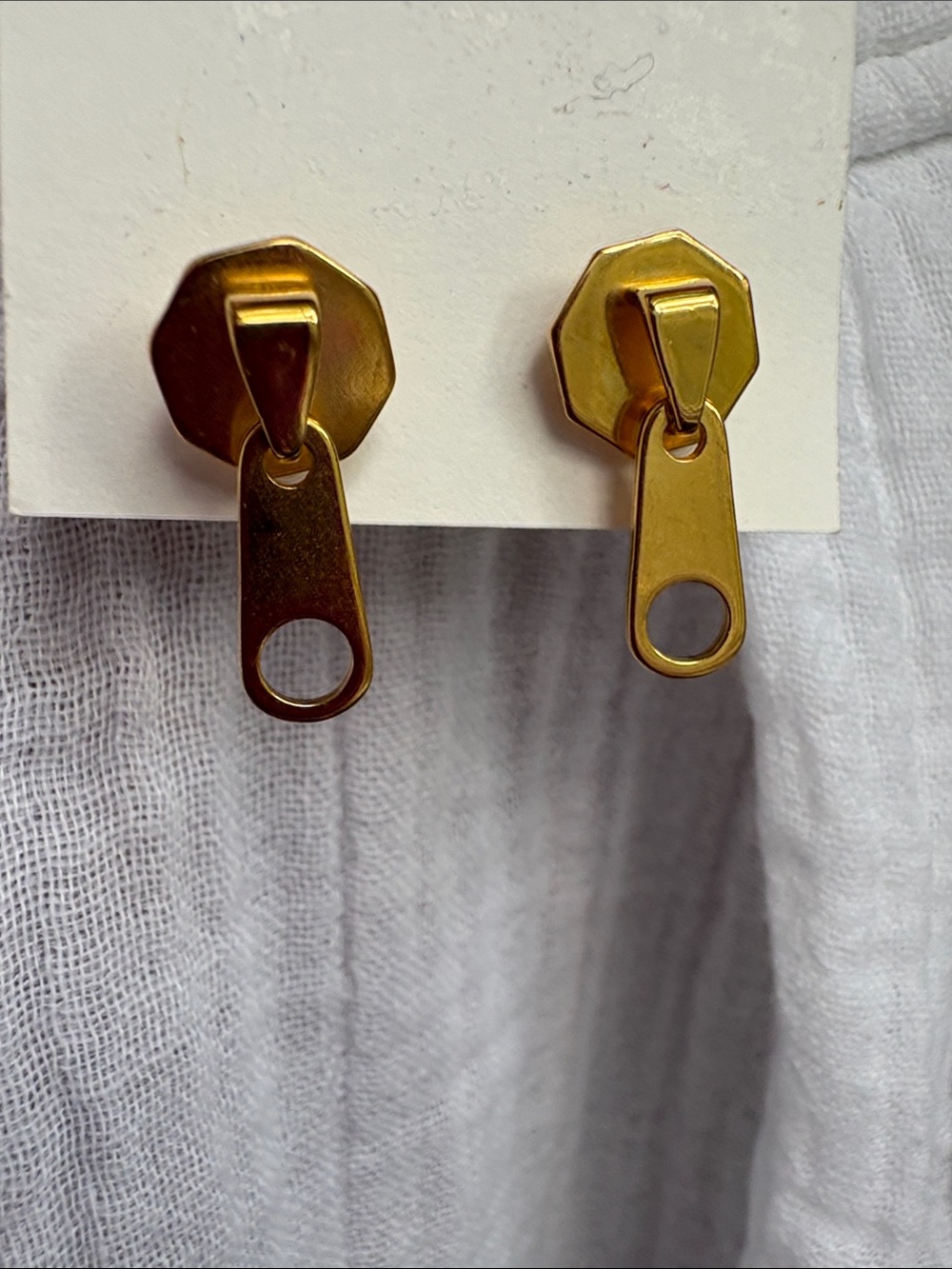 Gold-Tone Zipper Earrings Posts